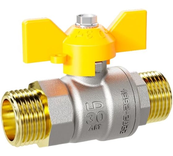 Кран шаровой латунный LD Pride 47.20.Н-Н.Б GAS Ду 20 Ру 40 бабочка с биркой LD 47.364.20