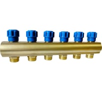 Коллектор латунный АПОГЕЙ 3/4 6 вых. НР1/2 ЕК с синей вентильной головкой КЛА 2006.040-4-ВГ(С)-15 410907