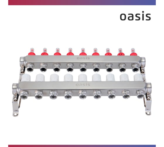 Коллекторная группа OASIS с расх., 9-вых. НЕРЖ 1”3/4 KNB01-09