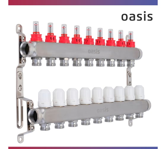 Коллекторная группа OASIS с расх., 9-вых. НЕРЖ 1”3/4 KNB01-09