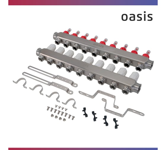 Коллекторная группа OASIS с расх., 9-вых. НЕРЖ 1”3/4 KNB01-09