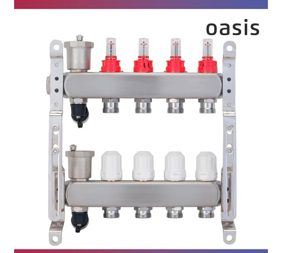 Коллекторная группа OASIS с расх. в сборе, 4-вых. НЕРЖ 1”3/4 KNR01-04
