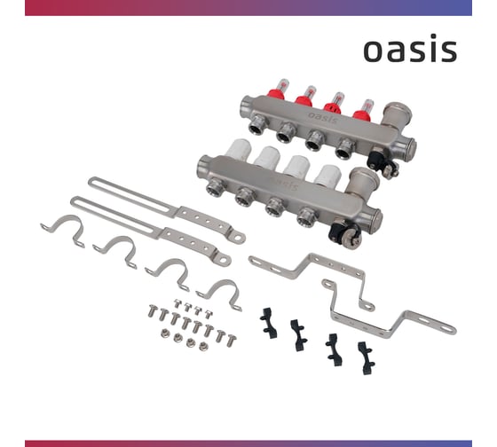 Коллекторная группа OASIS с расх. в сборе, 4-вых. НЕРЖ 1”3/4 KNR01-04