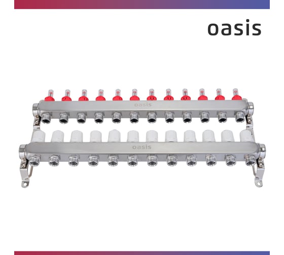 Коллекторная группа OASIS с расх., 12-вых. НЕРЖ 1”3/4 KNB01-12