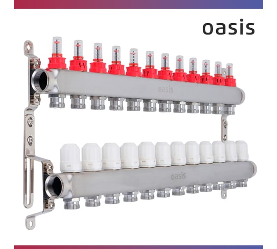 Коллекторная группа OASIS с расх., 12-вых. НЕРЖ 1”3/4 KNB01-12