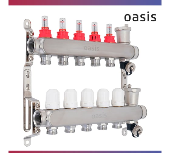 Коллекторная группа OASIS с расх. в сборе, 5-вых. НЕРЖ 1”3/4 KNR01-05