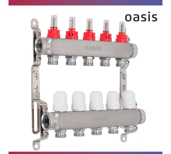 Коллекторная группа OASIS с расх., 5-вых. НЕРЖ 1”3/4 KNB01-05