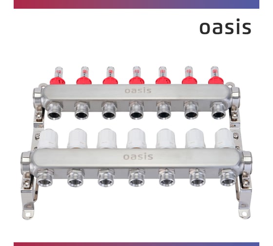 Коллекторная группа OASIS с расх., 7-вых. НЕРЖ 1”3/4 KNB01-07