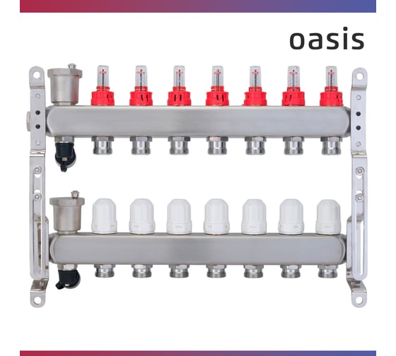 Коллекторная группа OASIS с расх. в сборе, 7-вых. НЕРЖ 1”3/4 KNR01-07