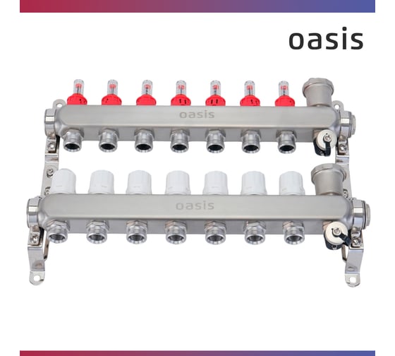 Коллекторная группа OASIS с расх. в сборе, 7-вых. НЕРЖ 1”3/4 KNR01-07