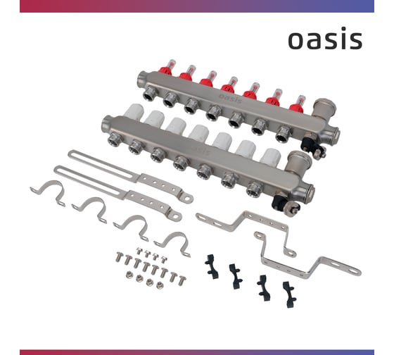 Коллекторная группа OASIS с расх. в сборе, 7-вых. НЕРЖ 1”3/4 KNR01-07