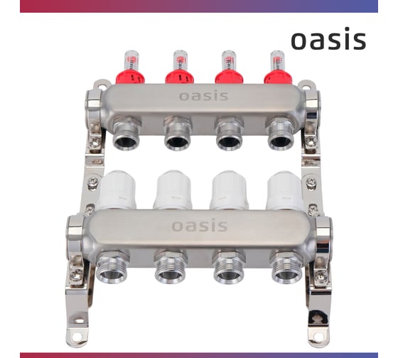 Коллекторная группа OASIS с расх., 4-вых. НЕРЖ 1”3/4 KNB01-04
