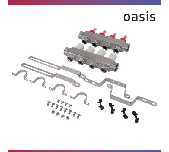 Коллекторная группа OASIS с расх., 4-вых. НЕРЖ 1”3/4 KNB01-04