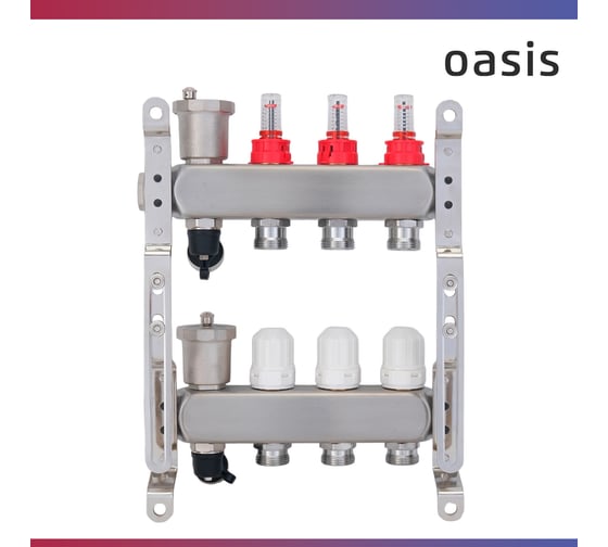 Коллекторная группа OASIS с расх. в сборе, 3-вых. НЕРЖ 1”3/4 KNR01-03