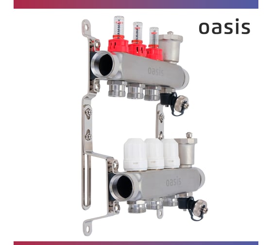Коллекторная группа OASIS с расх. в сборе, 3-вых. НЕРЖ 1”3/4 KNR01-03