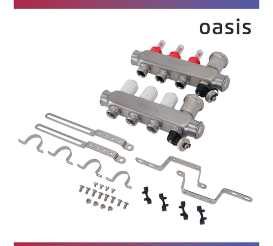 Коллекторная группа OASIS с расх. в сборе, 3-вых. НЕРЖ 1”3/4 KNR01-03