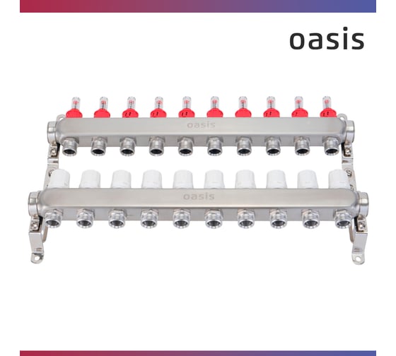Коллекторная группа OASIS с расх., 10-вых. НЕРЖ 1”3/4 KNB01-10