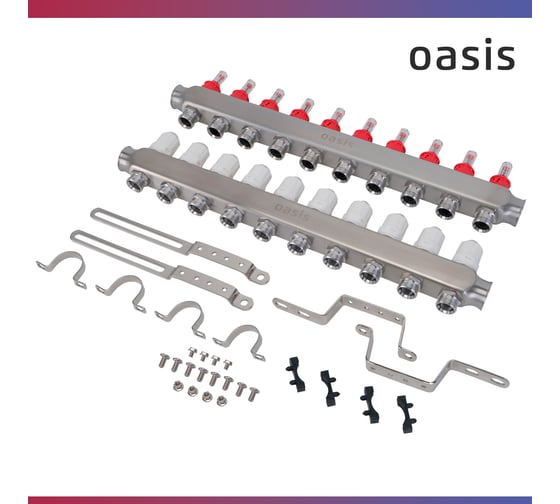Коллекторная группа OASIS с расх., 10-вых. НЕРЖ 1”3/4 KNB01-10