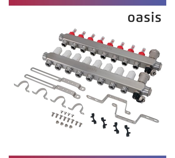 Коллекторная группа OASIS с расх. в сборе, 8-вых. НЕРЖ 1”3/4 KNR01-08