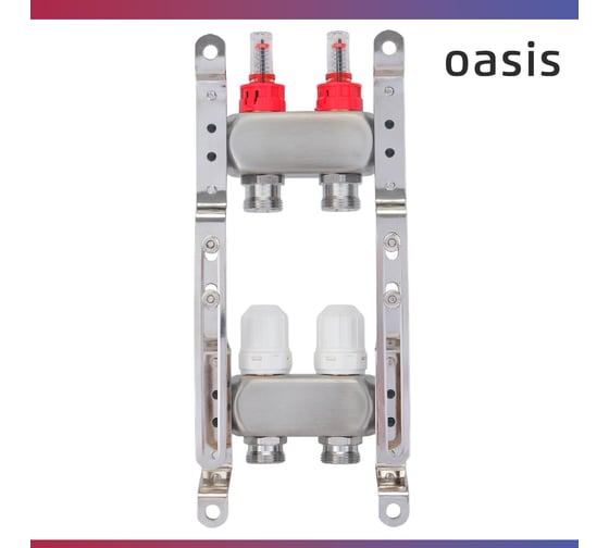 Коллекторная группа OASIS с расх., 2-вых. НЕРЖ 1”3/4 KNB01-02