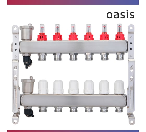 Коллекторная группа OASIS с расх. в сборе, 6-вых. НЕРЖ 1”3/4 KNR01-06