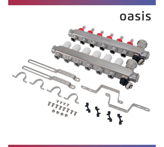 Коллекторная группа OASIS с расх. в сборе, 6-вых. НЕРЖ 1”3/4 KNR01-06