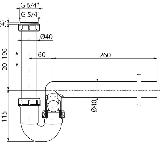 Сифон для сбора конденсата Alca Plast DN40 AKS3 в Санкт-Петербурге ...