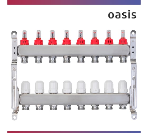 Коллекторная группа с расх. OASIS 8-вых. НЕРЖ 1”3/4 KNB01-08