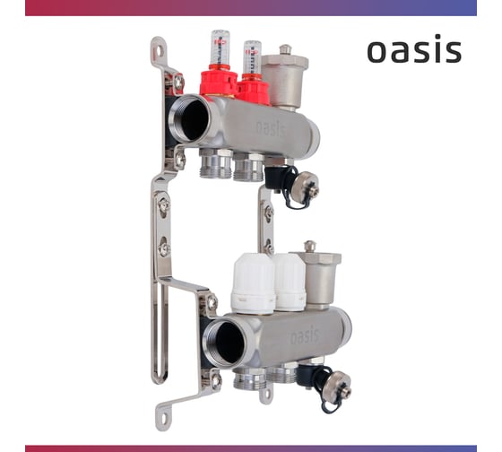 Коллекторная группа с расх. в сборе OASIS 2-вых. НЕРЖ 1”3/4 KNR01-02