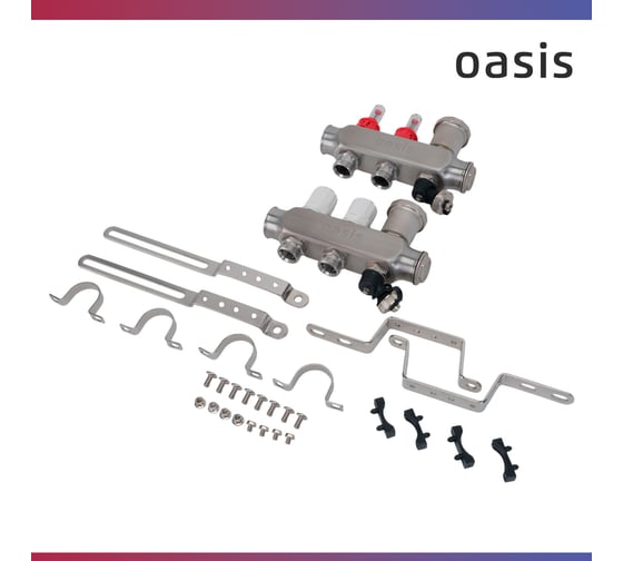 Коллекторная группа с расх. в сборе OASIS 2-вых. НЕРЖ 1”3/4 KNR01-02