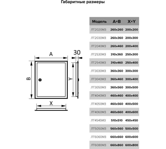 Ревизионный люк EVECS ЛТМЗ фланец 300x400 замок 360x460 окрашенная сталь ЛТ3040МЗ
