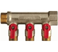 Коллектор ООО ПКФ Сварком лат. 3/4 в/н, с 3 шаровыми кранами на 1/2 (нар.рез) (14016) (1 шт.) СанТех s025293