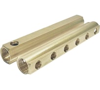 Коллектор латунный АПОГЕЙ КЛА 2506.050-2 DN25, ВР1, м/о 50мм ВР1/2, 2-е исполнение на 6 выходов 422017