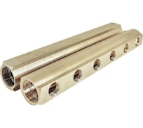 Коллектор латунный АПОГЕЙ КЛА 2506.050-1 DN25, ВР1, м/о 50мм ВР1/2, 1-е исполнение на 6 выходов 422005