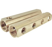 Коллектор латунный АПОГЕЙ КЛА 2504.050-2 DN25, ВР1, м/о 50мм ВР1/2, 2-е исполнение на 4 выхода 422015