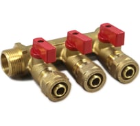 Коллектор с кранами и цангами Millennium 3/4" х 2 выхода(красные ручки) KSK023416