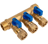 Коллектор с кранами и цангами Millennium 3/4" х 3 выхода(универсальные ручки) KSU03416