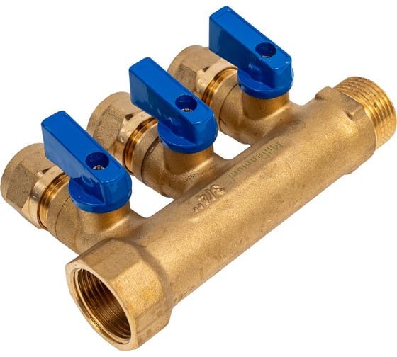 Коллектор с кранами и цангами Millennium 3/4" х 3 выхода(универсальные ручки) KSU03416