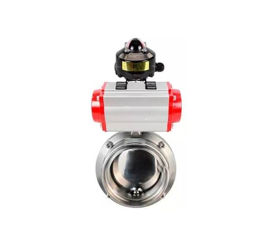 Дисковый затвор DN.ru 304-304-EPDM-2W-T-H Ду50 Ру10 пищевая нержавеющая сталь, пневмопривод, БКВ D050-73676 1