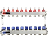 Коллектор с расходомерами и регулирующими клапанами Varmega из нержавеющей стали, 1", 10x3/4 ЕК VM15110