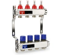 Коллектор с расходомерами и регулирующими клапанами Varmega из нержавеющей стали, 1", 4x3/4 ЕК VM15104