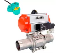 Кран DN.ru 304-304-PTFE-W-ISO-H LONG Ду40 Ру40 пневмопривод, пневмораспределитель, магнитный переключатель D160-62527