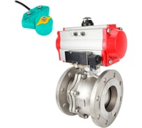 Кран DN.ru шаровой 316-316-PTFE-F-ISO-R Ду300 Ру16 пневмопривод, пневмораспределитель, магнитный переключатель D160-62700