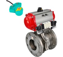 Кран DN.ru шаровой 316-316-PTFE-F-ISO-R Ду300 Ру16 пневмопривод, пневмораспределитель, магнитный переключатель D160-62703