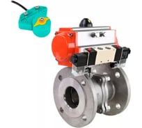 Кран DN.ru шаровой КШФП.316.200 Ду32 Ру40, пневмопривод, пневмораспределитель, магнитный переключатель D160-62672