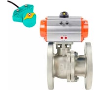 Кран DN.ru шаровой КШФП.316.200 Ду20 Ру40, пневмопривод, магнитный переключатель МППП-200 D160-62683