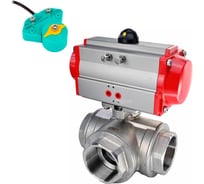 Кран DN.ru шаровой RP.SS316.200-ISO L-тип Ду40 Ру63, пневмопривод, магнитный переключатель D160-63005