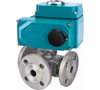 Кран DN.ru шаровой 316-316-PTFE L-тип Ду100 Ру16, 1/4-оборотный электропривод 380В D160-60617