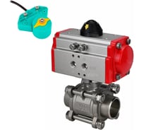 Кран DN.ru шаровой КШПП 316.200-ISO Ду32 Ру63, пневмопривод, магнитный переключатель D160-62909