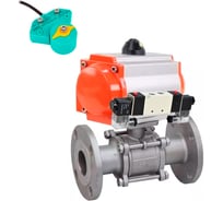 Кран DN.ru шаровой КШФПТ.316.180 Ду40 Ру40, пневмопривод, пневмораспределитель, магнитный переключатель D160-62791